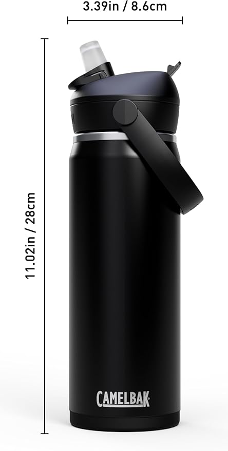 CamelBak Thrive Flip Straw Water Bottle 20oz - Insulated Stainless Steel, Black