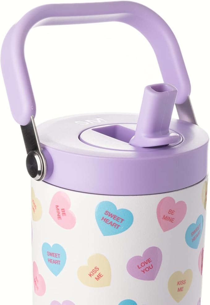Simple Modern Valentine's Day Trek Pivot | 30oz Flip Straw Tumbler with Handle | Gifts for Her | Water Bottle & Boot | Interchangeable Straw & Chug Lids | Stainless Steel Jug | Word Hearts