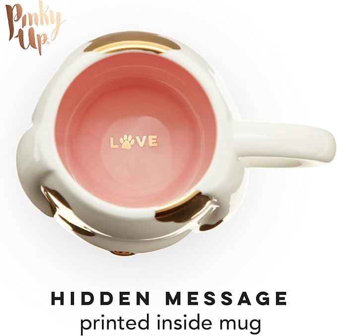 Pinky Up Penny Dog Mug, Ceramic Tea Mug, Tea Tumbler Cup, Dog Lover Gifts, Puppy Inspired Tea Cup, Gold Accents, 16oz