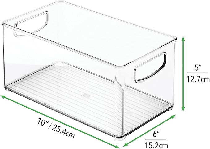 mDesign Plastic Storage Organizer Wide Container Bin with Handles for Bathroom, Home Organization - Holds Vitamins, Supplements, Makeup, Styling Tools - Ligne Collection - Clear