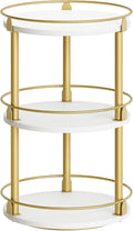3-Tier Lazy Susan, Rotating Spice Rack, Spinning Organizer, Industrial Turntable Spice Rack for Cabinet, Kitchen Countertop, Pantry, White and Gold SR23DW