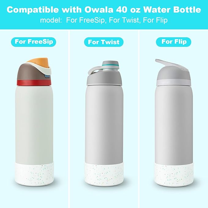 2 PCS Glitter Silicone Boot for Owala Water Bottle, Anti-Slip Protective Sleeve for FreeSip/Twist/Flip Stainless Steel Water Bottles Accessories