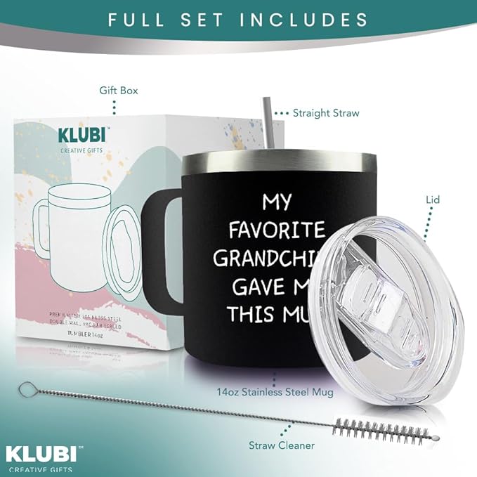 Christmas Gift for My Grandpa - My Favorite Grandchild Gave Me This Mug Tumbler - Grandfather Gift from Grandkids Granddaughter Grandson Best Father's Day Gifts, Birthday or Retirement Cup for Him