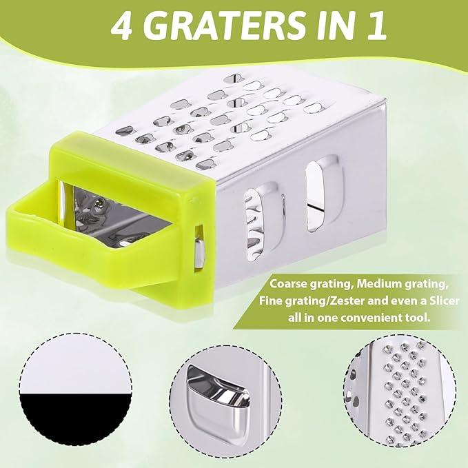 6 Pcs Mini Cheese Grater Professional Box Grater Stainless Steel Fine Coarse Handheld Slicer with 4 Sides Small Box Food Shredder Safe Zester