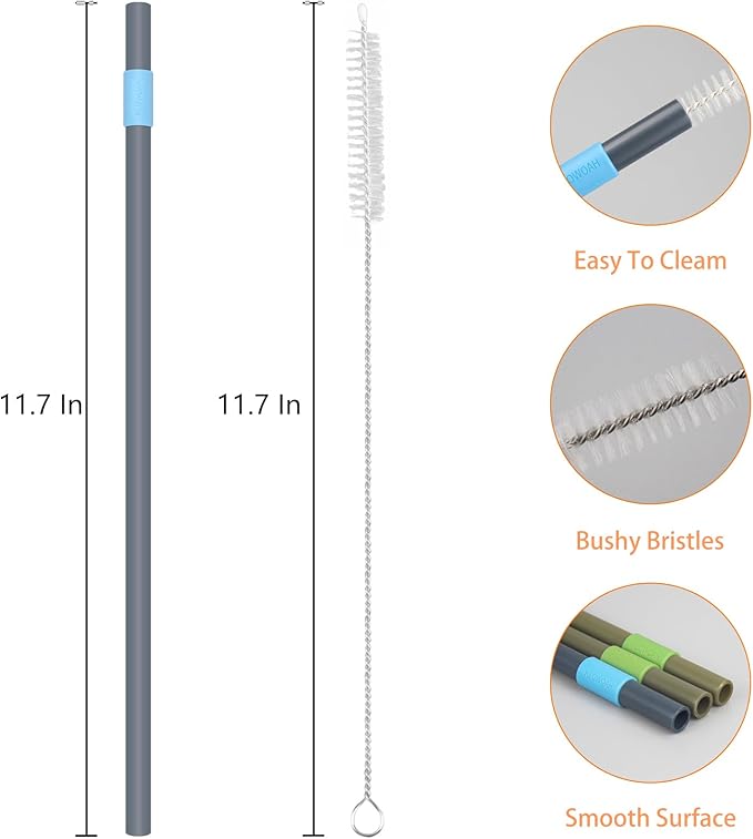 Replacement Straws for Owala 40oz Tumbler, with 1 Brush (Pack of 6) (green)