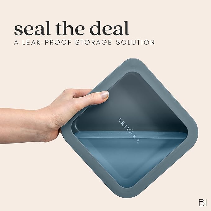 Ceramic Coated Glass Food Storage Container | No PTFE, PFOA, PFAS, and BPA | Reusable Non Toxic Meal Prep Container with Glass Lid | Easy To Store | 6 Cup Rectangle [Dusk]