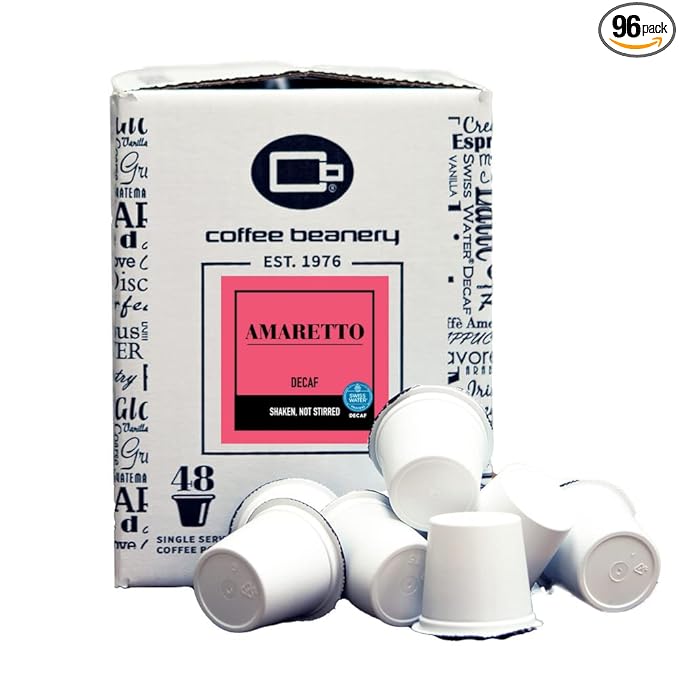 Amaretto Decaf Coffee Pods by Coffee Beanery | 96ct Bulk Medium Roast Arbica Coffee