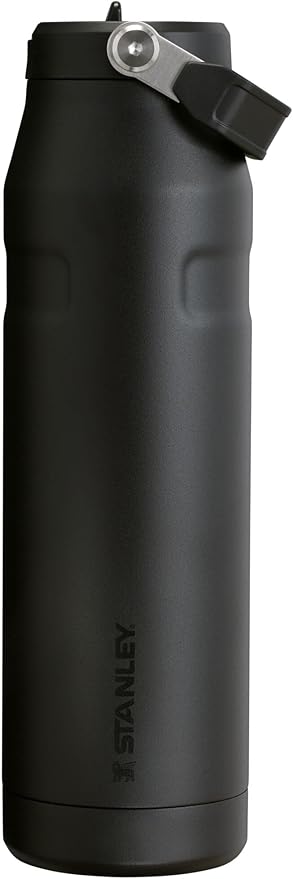 STANLEY IceFlow Flip Straw 2.0 Water Bottle 36 OZ | Built-In Straw with Larger Opening | Lightweight & Leak-Resistant | Insulated Stainless Steel | BPA-Free | Black 2.0