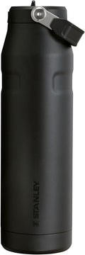 STANLEY IceFlow Flip Straw 2.0 Water Bottle 36 OZ | Built-In Straw with Larger Opening | Lightweight & Leak-Resistant | Insulated Stainless Steel | BPA-Free | Black 2.0
