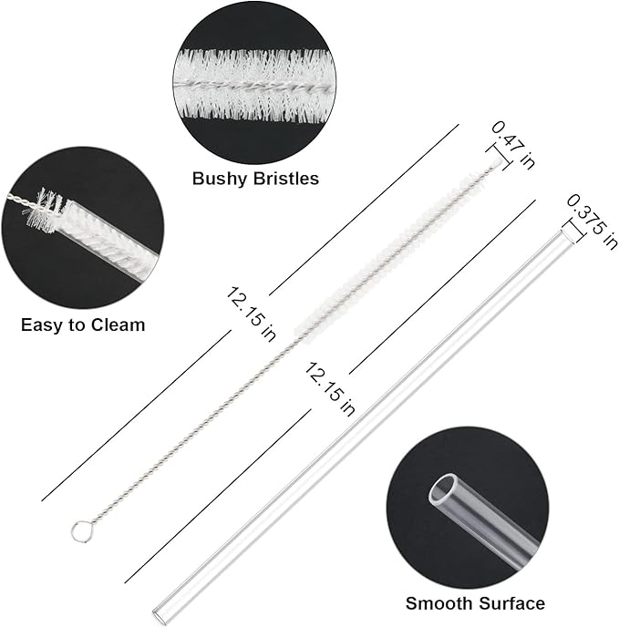10 Pcs Replacement Straws Compatible with Stanley 40 oz 30 oz 64 oz Cup Tumbler, Reusable Plastic Straws with Cleaning Brush, Compatible with Stanley Adventure Travel Tumbler（12inch Long）