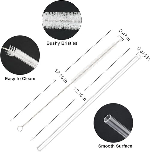 10 Pcs Replacement Straws Compatible with Stanley 40 oz 30 oz 64 oz Cup Tumbler, Reusable Plastic Straws with Cleaning Brush, Compatible with Stanley Adventure Travel Tumbler（12inch Long）