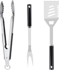BBQ Grill Tools Set - Premium Stainless Steel Spatula, Tongs & Fork for Outdoor Cooking - Grilling Accessories Kit Gift for Men/Women, Dad, Grilling Lovers