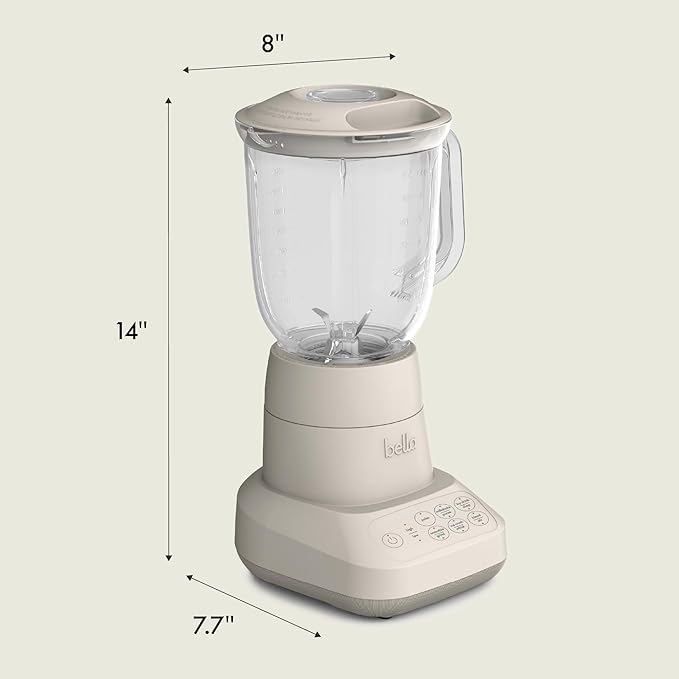 bella 10 Speed Countertop Blender, Juicer & Smoothie Maker, Fits-anywhere™ Kitchenware, Slim Flip & Store Design, Dishwasher Safe 48oz Capacity Pitcher & Lid, Stainless Steel Blade, 450 Watt, Oatmilk
