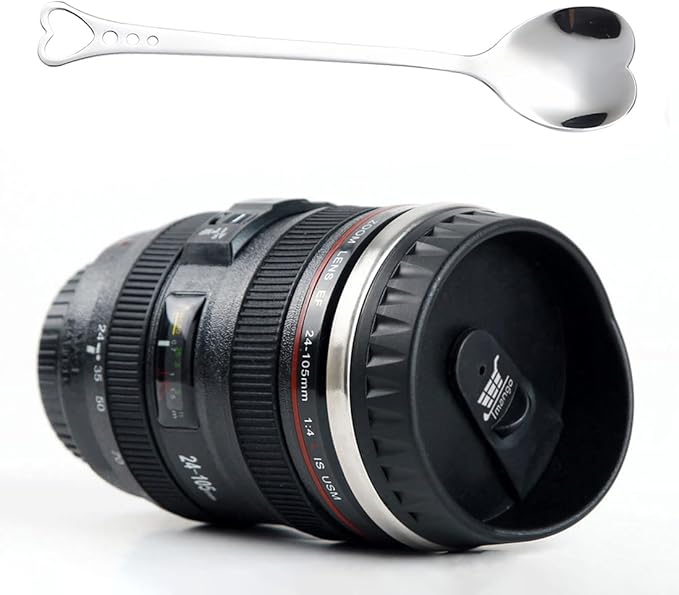 Camera Lens Coffee Mug with Slider Lid - Unique Photographer Gifts for Men & Women, Camera Mug Fun Shutterbug Gift Idea