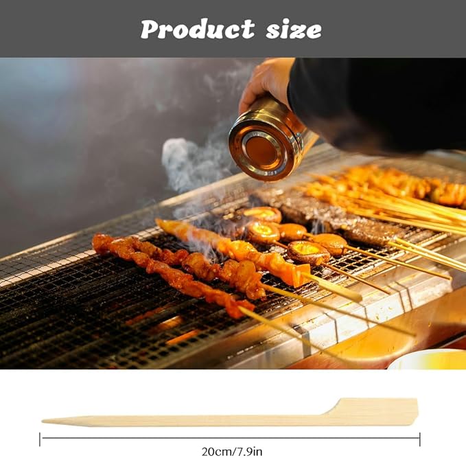 200 Pcs 8 Inch Bamboo Wood Paddle Picks Skewers, Toothpicks for Appetizers for Cocktail, Drinks, Appetizers，Fruit, Sausage, Sandwich, Barbeque Snacks, Natural Wooden Paddle Skewer Mini Food