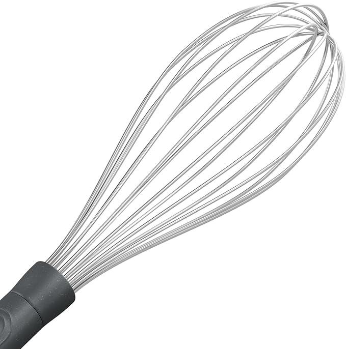 Zyliss Balloon Whisk - Sustainable Wheatstraw Handle Wire Head Whisk - Nonstick Heat-Resistant Cooking Tool for Whisking, Beating, & Mixing Cookware - Easy to Use - 11.8" x 2.5" - Beluga Grey - Large