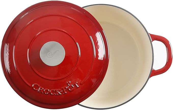 Crock-Pot Crock Pot Artisan 5 Quart Enameled Cast Iron Round Dutch Oven, Red