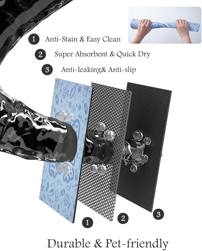 Pet Feeding Mat-Absorbent Dog Mat for Food and Water Bowl-No Stains Quick Dry Water Dispenser Mat-Dog Accessories Pet Supplies-Bowl for Messy Drinkers（Words,23"x34"