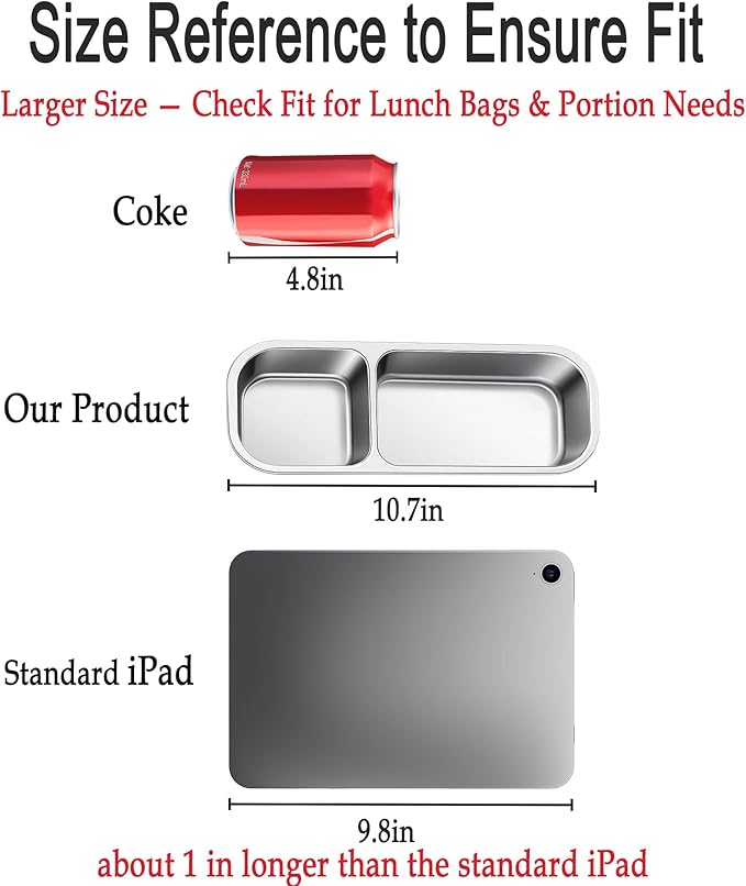 KTKUDY Stainless Steel Snack Container for Kids & Adults - Leek Proof Metal Bento Lunch Box with 2 Compartment - Lunchable Container for Daycare, School, Work, Travel - Stackable Bento Snack Box