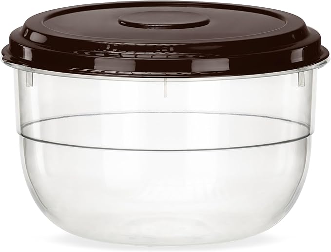 DecorRack X-Large Food Storage Container, 5.75 Quarts, BPA Free Plastic, 185 oz Heavy Duty Multipurpose Plastic Storage Container, Round Cake Dough Riser Bowl with Airtight Lid, Random Color (1 pack)