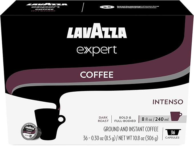 Lavazza Expert Intenso Coffee Capsules, Dark Roast, Arabica and Robusta Blend, Compatible with Lavazza Classy Plus Machine (36 Capsules)