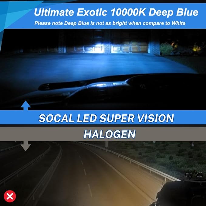 SOCAL-LED LIGHTING D2R 35W Xenon HID Headlight Bulbs - 10000K Deep Blue - 85126UB 66250 85126WX OEM High Low Beam Direct Replacement - Pack of 2