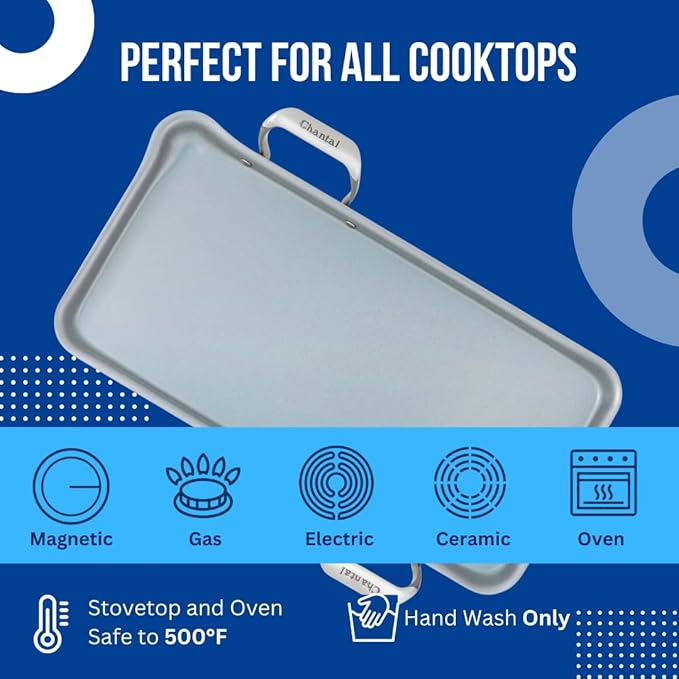 Chantal Stainless Steel Griddle, 19" x 9.5" (Ceramic Non Stick)