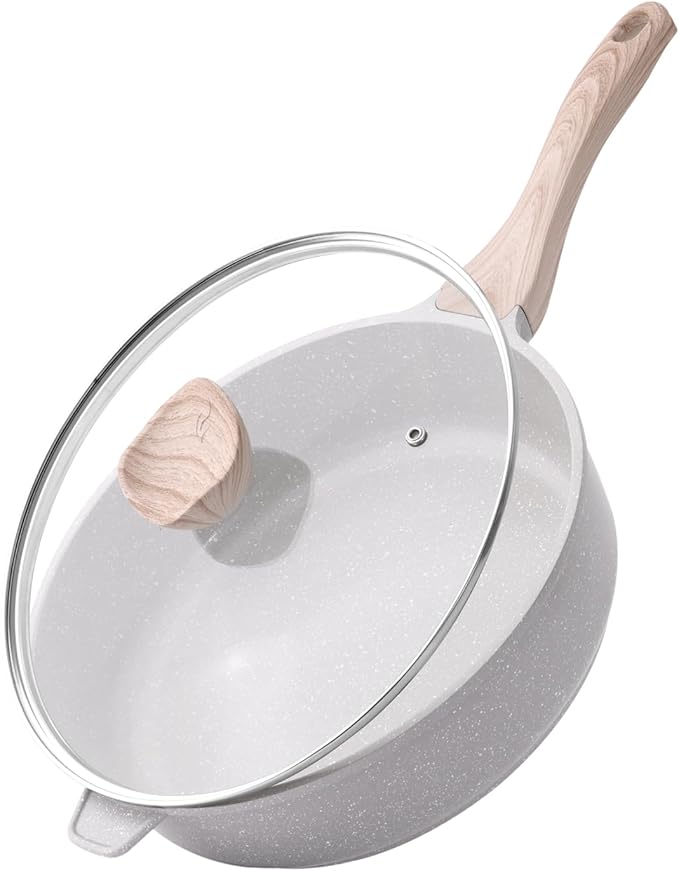 Kordisen Nonstick Ceramic Deep Frying Pan, 11 Inch Non Toxic Skillet with Lid, Healthy Jumbo Cooker, Saute Pan for Cooking, Induction Cookware, PFOA & PFAS Free