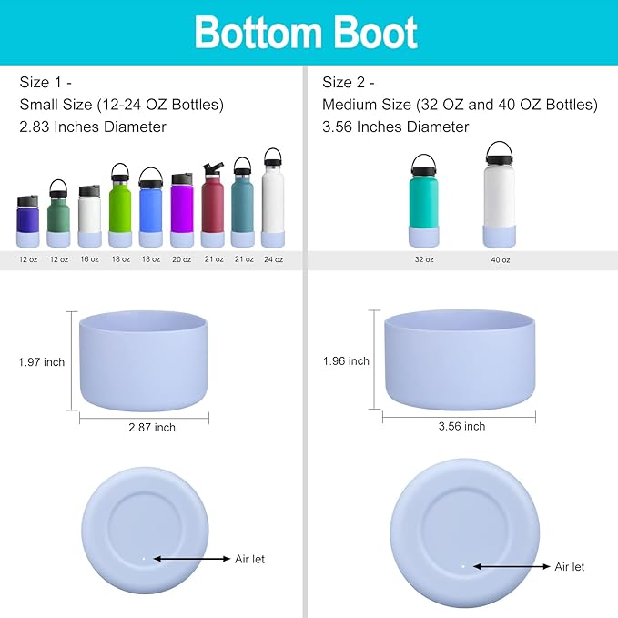 Silicone Boot for Hydro Flask 12-40 OZ Water Bottle, Boot for Stanley Cup 40 30 OZ, Bottom Boots for Hydroflask Sports Water Bottles, Silicone Bottom Cover Sleeve