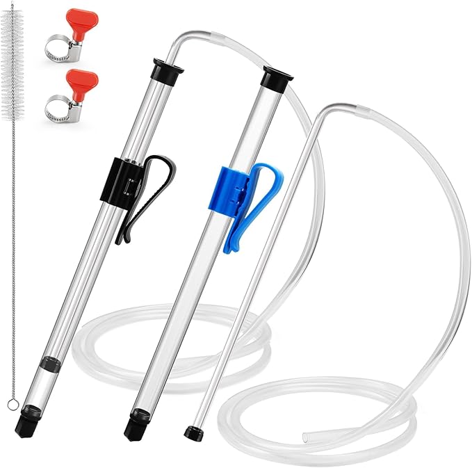 3/8" Auto Siphon 2 Pcs Racking Canes Beer Bottle Siphon Pump Hand Pump Siphon for Gallon Jugs, Wine, Beer, Mead, or Kombucha with 5Ft Food Grade Silicone Hose Fermentation Kit Wine Making Supplies