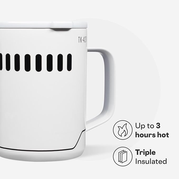 Corkcicle Classic Coffee Mug - Triple Insulated Stainless Steel for Travel - Shatter-Proof Lid - Keeps Drink Hot Over 3 Hours - Holiday Mug Gift - Great for Gifting Warmth - 16 oz - Stormtrooper
