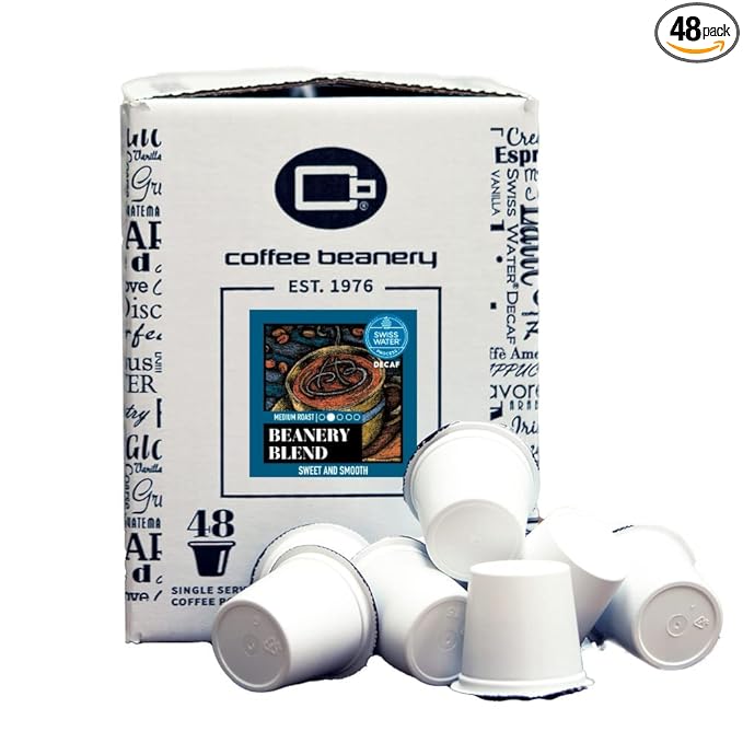 Decaf Beanery Blend Single Serve Coffee Pods | 48ct | SWP Decaf Coffee | 100% Specialty Arabica Coffee