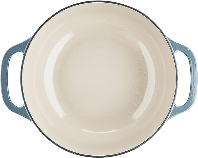 Lodge 7.5 Quart Enameled Cast Iron Dutch Oven with Lid – Dual Handles – Oven Safe up to 500° F or on Stovetop - Use to Marinate, Cook, Bake, Refrigerate and Serve – Storm Blue