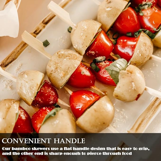 200 Pcs 8 Inch Bamboo Wood Paddle Picks Skewers, Toothpicks for Appetizers for Cocktail, Drinks, Appetizers，Fruit, Sausage, Sandwich, Barbeque Snacks, Natural Wooden Paddle Skewer Mini Food
