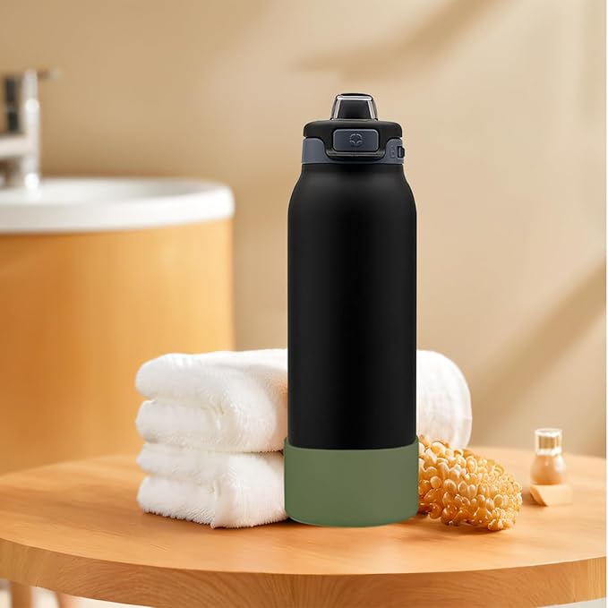 2 PCS Silicone Bottom for Ello Pop 32 OZ Water Bottle, Water Boot for Ello Pop,Avoid Scratches and Noise (Military Green, 320z)