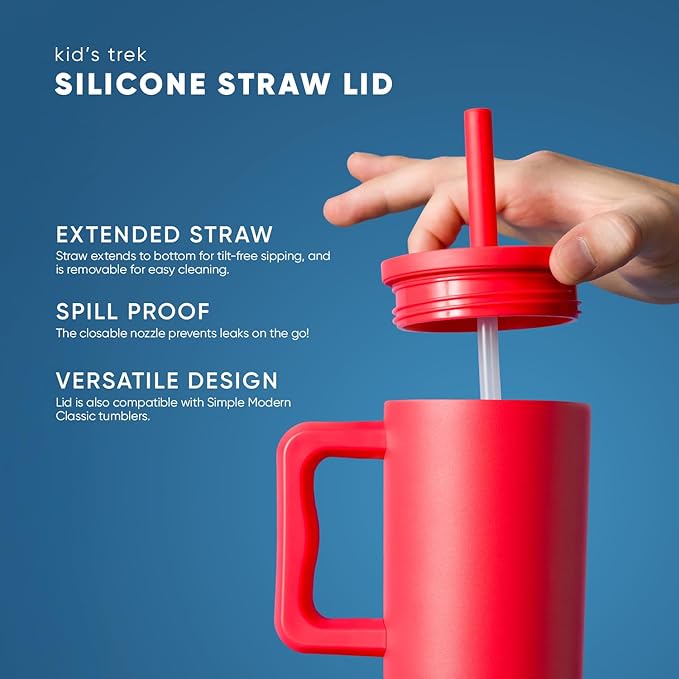 Simple Modern Kids 24 oz Tumbler with Handle and Silicone Straw Lid | Spill Proof and Leak Resistant | Reusable Stainless Steel Bottle | Gift for Kids Boys Girls | Trek Collection | Tan Happy Faces