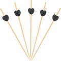 500 Pieces Black Heart Toothpicks 4.7 Inch Fancy Bamboo Cocktail Picks for Frozen Appetizers Long Fruit Charcuterie Drink Sticks Wedding Party Valentines Day Decoration Party Supplies