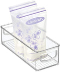 mDesign Small Plastic Nursery Storage Container Bins with Handles for Organization in Cabinet, Closet or Cubby Shelves - Organizer for Baby Food, Bibs, Formula - Ligne Collection - Clear
