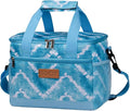 iknoe Insulated Lunch Bag, Foldable 8.5L Cooler Bag for Men & Women, Leakproof Thermal Design, Great for Office, Picnic, Travel, Lunch Box,Blue White