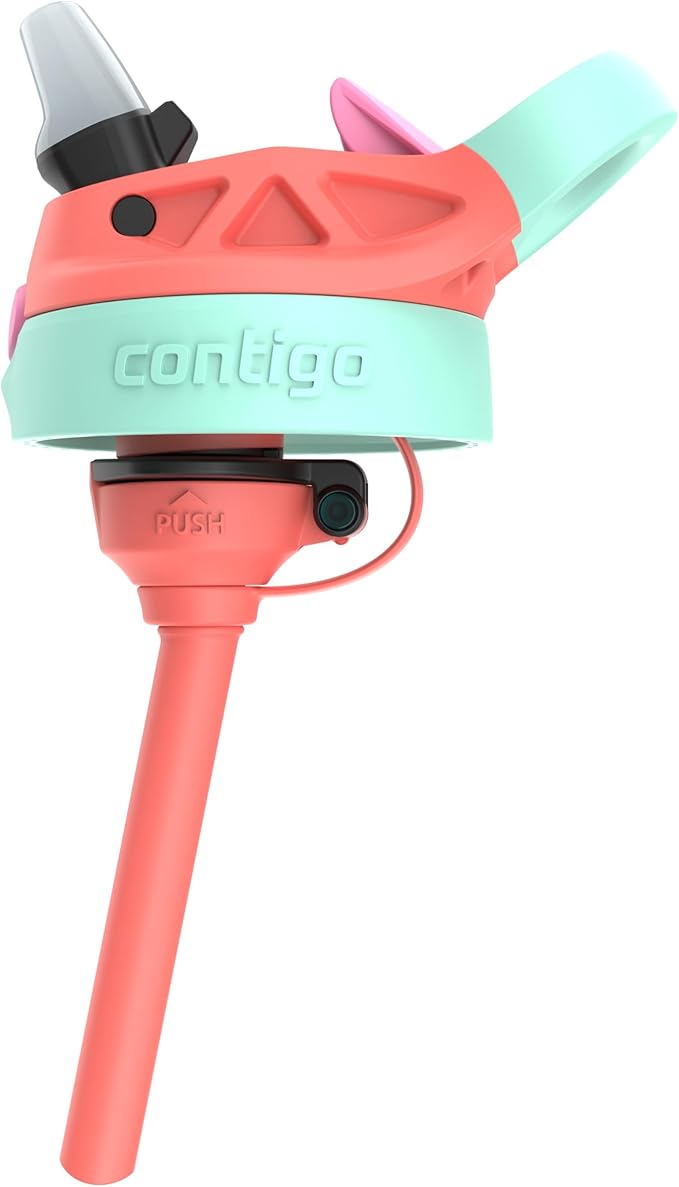 Contigo Autospout Kids Water Bottle, 14oz, Pack of 1, Coral/Llamas