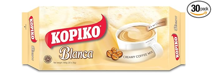 Kopiko Blanca Instant Coffee Mix – Authentic Indonesian Volcanic Coffee – Delicious Creamy Instant Coffee with Tempting Aroma (900 gr / 30 Coffee Sticks)