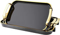 Serving Tray with Handles Set of 3 Rectangular Large Serving Platters 16.5/14.9/13.2 Inch White Plates for Dinner, Party, Entertaining, Black Gold