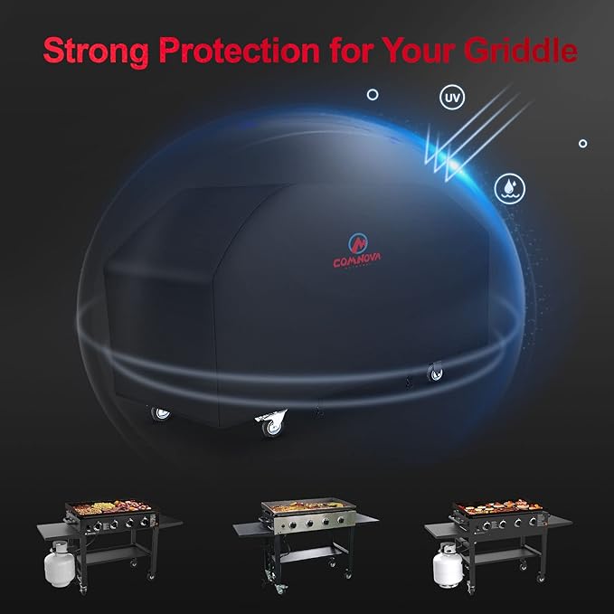Comnova Griddle Cover for Blackstone Griddle 36 Inch - 600D Flat Top Grill Cover for Blackstone 4 Burner Griddle Without Hood, Outdoor 36" Griddle Cover for FTG600 (with Pole)