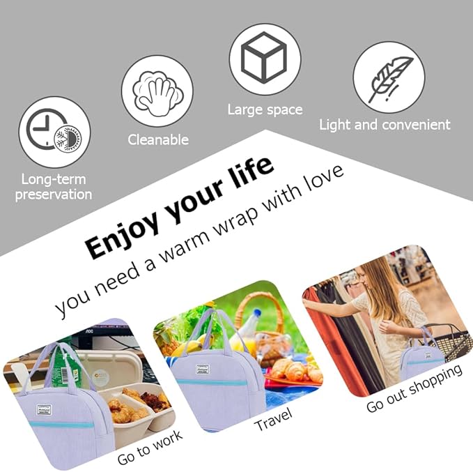 lunch bag women & men,Insulated Cooler Lunch Box Adult Water Resistant Lunch tote bag Shoulder strap not included