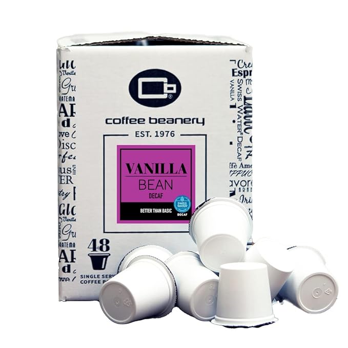 Vanilla Bean Decaf Coffee Pods by Coffee Beanery | 192ct Bulk Flavored Decaf Coffee Pods Medium Roast Coffee