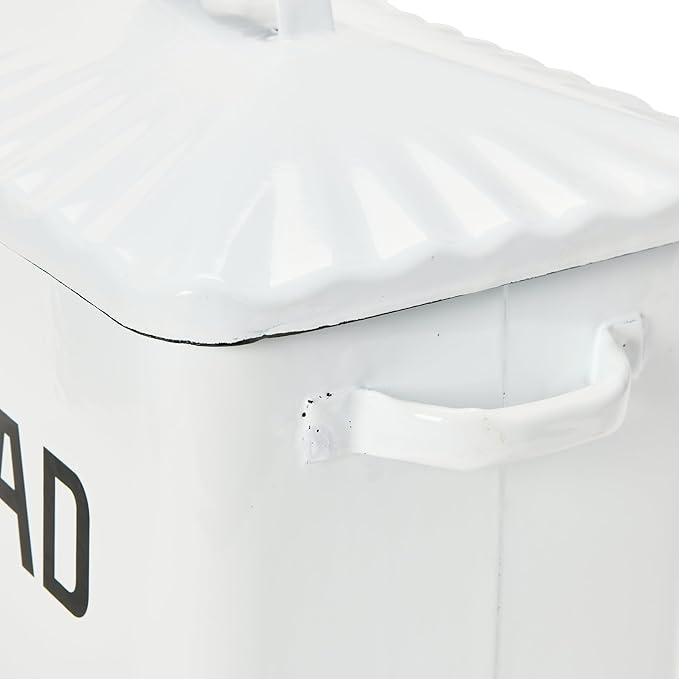 Creative Co-Op Distressed White Bread Box with Lid