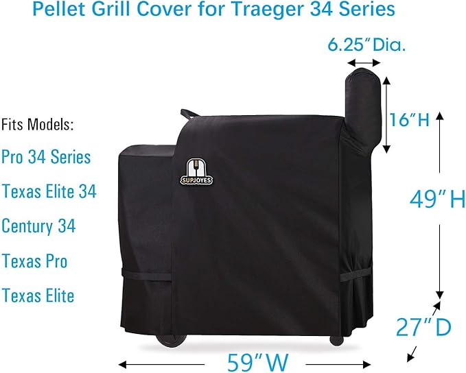 SUPJOYES Grill Cover for Traeger 34 & 780 Series, Heavy Duty Waterproof Wood Pellet BBQ Accessories for Traeger Pro 34 Smoker Grill
