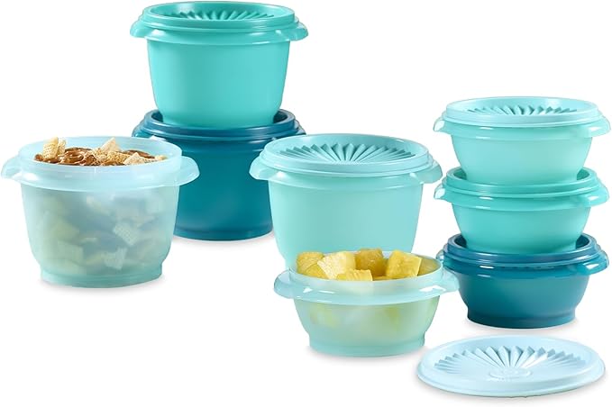 Tupperware Heritage Collection, New 16 Piece Food Storage Container Set in Vintage Green, Dishwasher Safe and BPA Free (8 containers, 8 lids)
