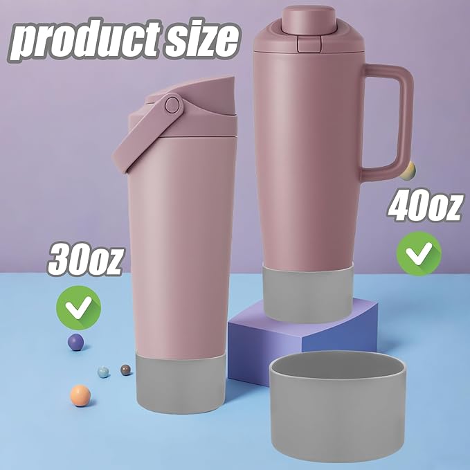 Mity rain 2PCS Protective Silicone Boots for Owala 30oz & 40oz FreeSip Sway Bottles & Tumblers - Accessories for owala, Enhances Stability & Prevents Scratches (Light Gray)