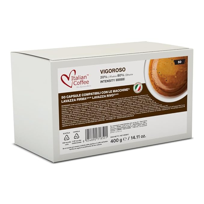 ITALIAN COFFEE FOR ESPRESSO LOVERS Italian Coffee capsules compatible with RIVO machines (Vigoroso, 50 Count (Pack of 1))